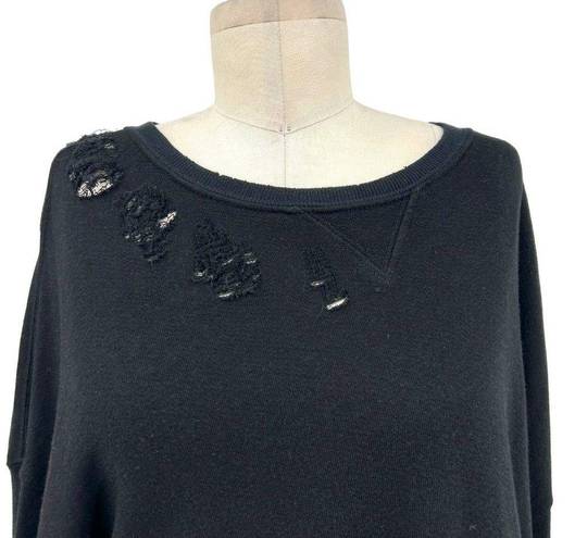 n:philanthropy  Olympia Distressed Sweatshirt in Black Cat Size Medium