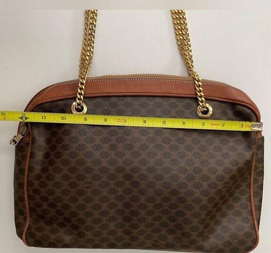 CELINE  Vintage Macadam Chain Shoulder Bag Leather PVC interior monogram brown