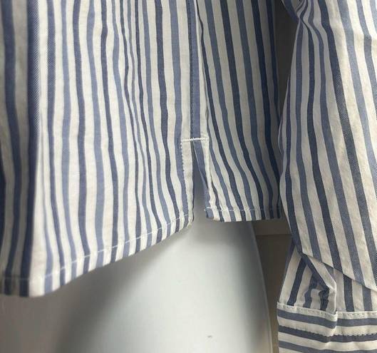 Everlane  Womens XS Button Front Boxy Pajama Top Blue Stripe Long Sleeve NWT