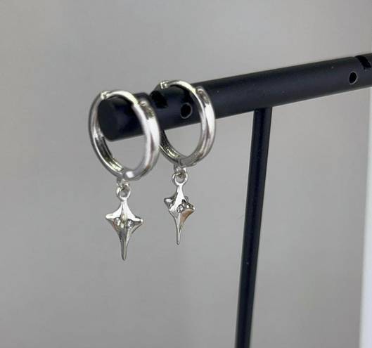 Star Dangle Drop Earrings for Men Women,Punk Hip Hop Earrings Silver