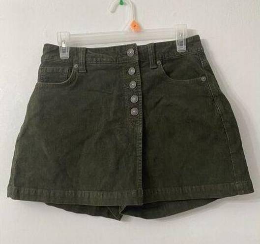 American Eagle  Womens Corduroy Mom Mini Skort Green Boho High Rise NEW 27