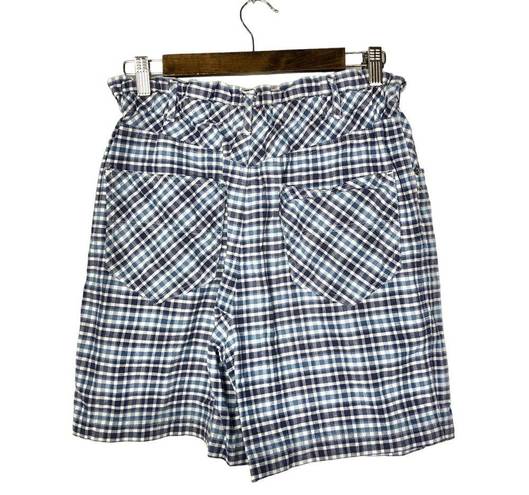 Hunt Club Vintage  Blue Plaid High Rise Mom Shorts 10