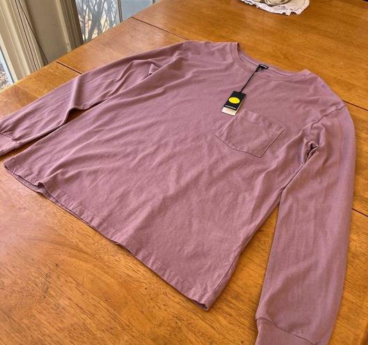 The Comfy Monrow Boyfriend Pocket Crew Tee Shirt Matte Pastel Pink, Size S