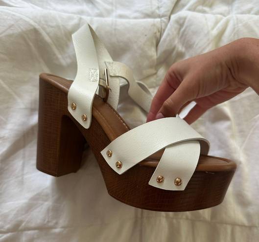 White Strapped Heels Size 7