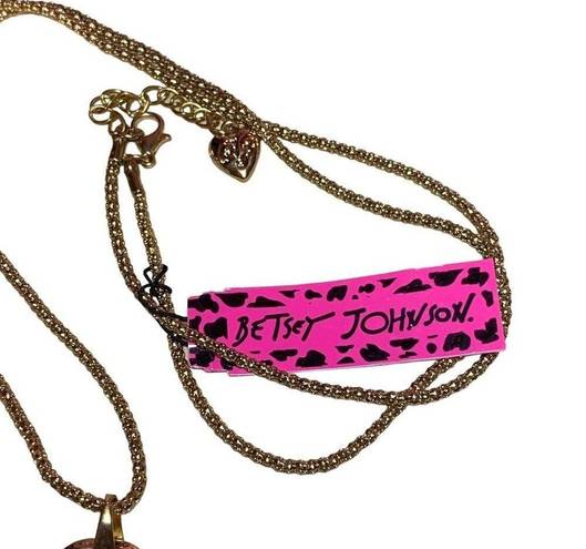 Betsey Johnson NWT  Pink with Clear Rhinestone Puruse Gold Tone Necklace