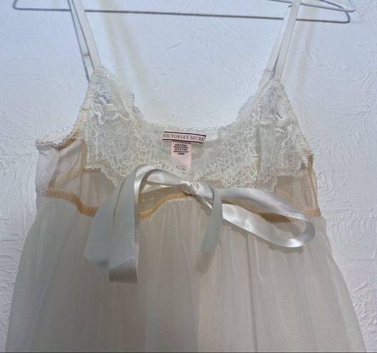 Victoria's Secret Victoria’s Secret Lined Mesh Bridal Babydoll  Tie front