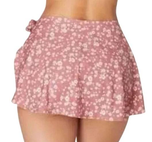 ANDIE  Swim Sarong Bottom Side Tie Skirt Coverup Ditsy Floral Rose Pink Medium