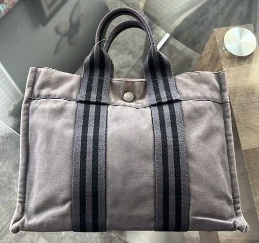 Hermès HERMES Paris Small Denim Tote Bag, Grey