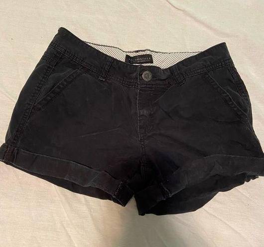 Aeropostale Shorts Womens Sz 4 BLACK MIDI TWILL Short Cuffed Flap Pockets