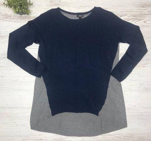 a.n.a Crewneck Navy Gray Color-block hi-lo Sweater