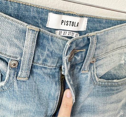 Pistola Monroe High Rise Cigarette Jeans in Light Wash White Stripe sz 27