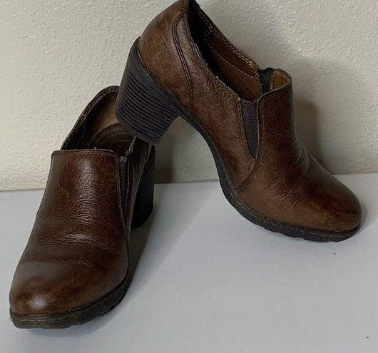 Born concept BOC s Ankle Heel Boots Brown Leather Women’s Size 8