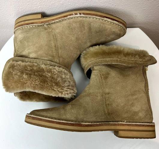 Jimmy Choo  Womens Tan Suede Shearling Lined Ankle Boots Size 37 US 6.5-7