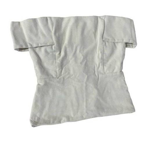 Michelle Mason  Shirt Womens Small White Brushed Fabric Off Shoulder Rayon Nylon