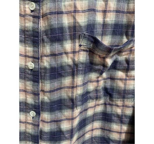 Treasure & Bond Plaid Flannel Button Down Shirt--Blu/Rd Rayon/Acr L/S 3XL Women’s