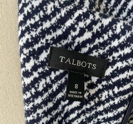 Talbots  Textured Stripe Ponte Sheath Dress Navy Blue S