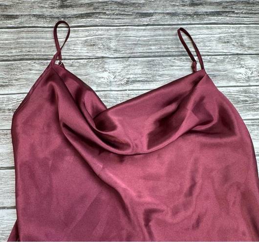 David's Bridal DB Studio Women's Midi Slip Cowl Dress 10 Merlot Burgundy Garnet Red Adjustable