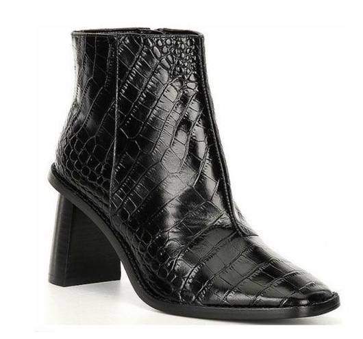 Gibson Latimer  Vina Leather Croc Embossed
Square Toe Block Heel Ankle Boots 11