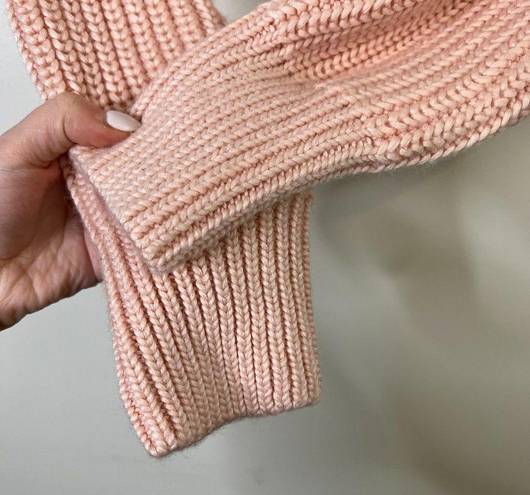 Lovers + Friends  Mockneck Cropped Loose Knit Pink Long Sleeve Wool Blend Sweater