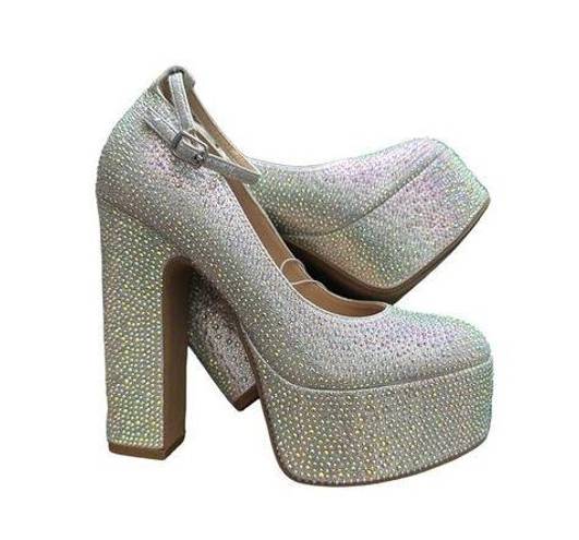 Soda  Rhinestone Studded Platform Heels Size 6.5 NEW