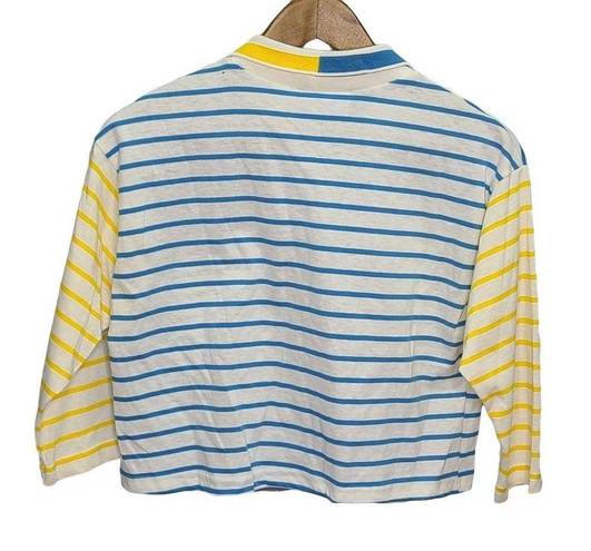 Hang Ten  Vintage Blue and Yellow Striped Top Size S