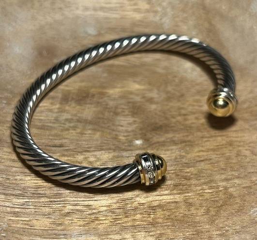 David Yurman Sterling Silver & 18K Gold Diamond Cuff Bracelet