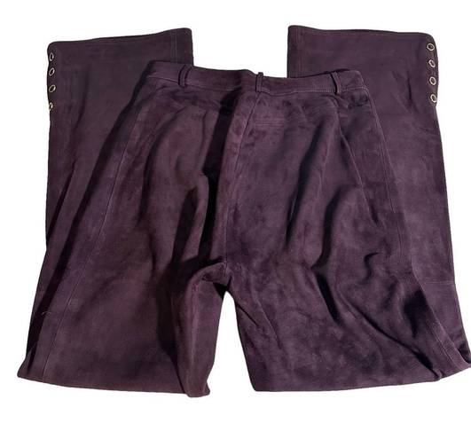 St. John  Purple Suede Leather Bootcut Pants Sz 6