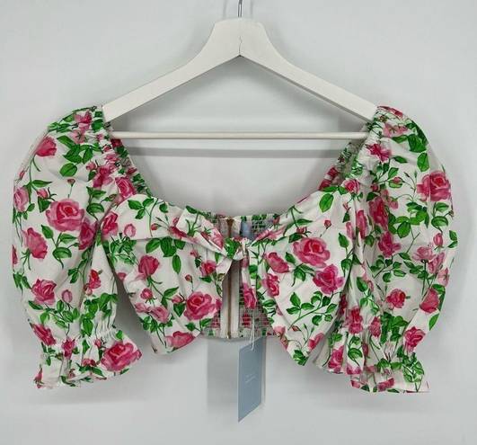 Hill House NWT  Isabella Cropped Top in Pink Roses S