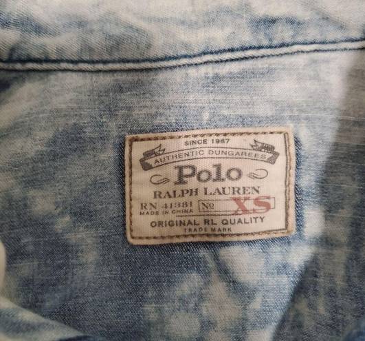 Polo VINTAGE  Ralph Lauren Washed Denim Button Down Shirt Size XS