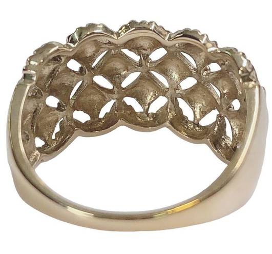 Edge 10KT Yellow Gold Scalloped  Pattern Dome Ring 10k Ring Sz 7