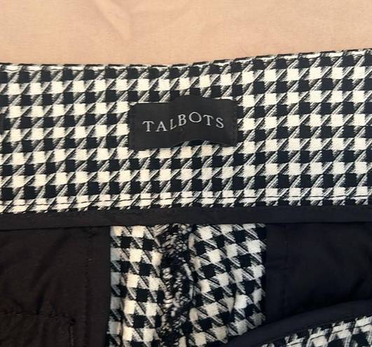 Talbots NWOT  sz12 black/white check Chatham ankle pant back pockets ankle slits