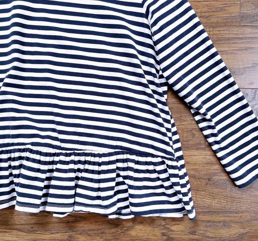 Tuckernuck  Pomander Place • Perrie Top navy striped swing ruffle peplum tee