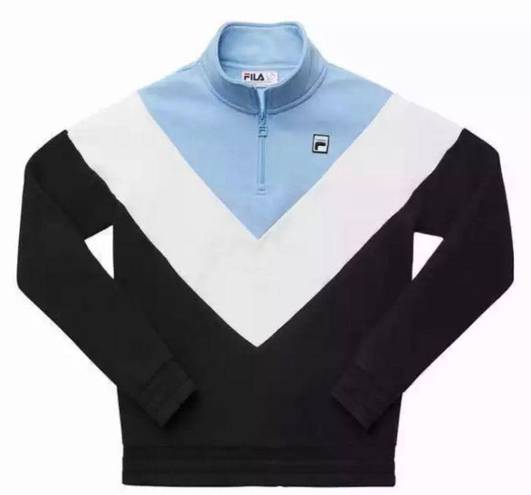 FILA athleisure quarter zip pullover pastel blue black and white