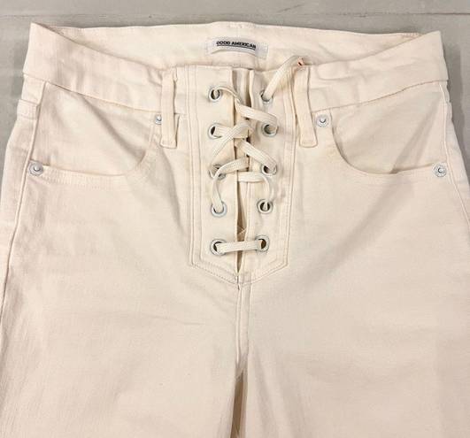 Good American  Good Waist Lace-Up Cropped Pants