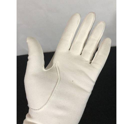 White Ruched Cotton Gloves Formal Prom Costume Small Retro Vintage Wedding Dance