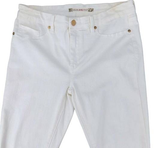 Chelsea and Violet  White Denim Jeans Womens Size 30 Flare Leg Raw Hem Crop