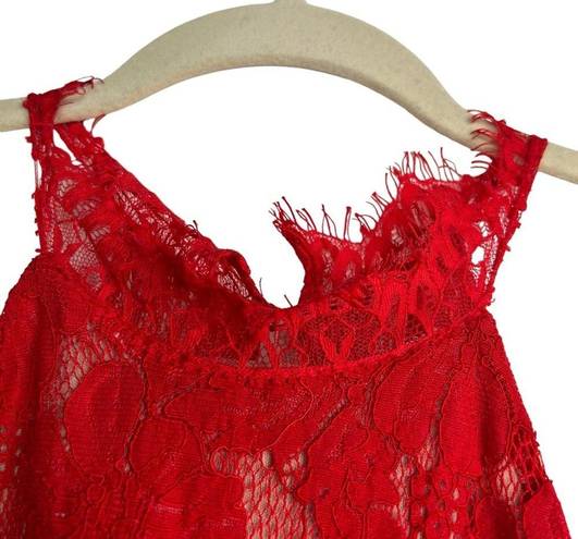 Sans Souci  Red Lace Halter Sleeveless bodycon Dress Size XL