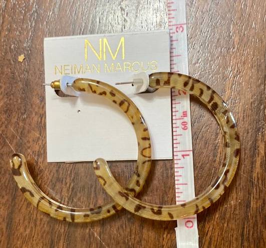 Neiman Marcus acrylic animal print hoop earrings New