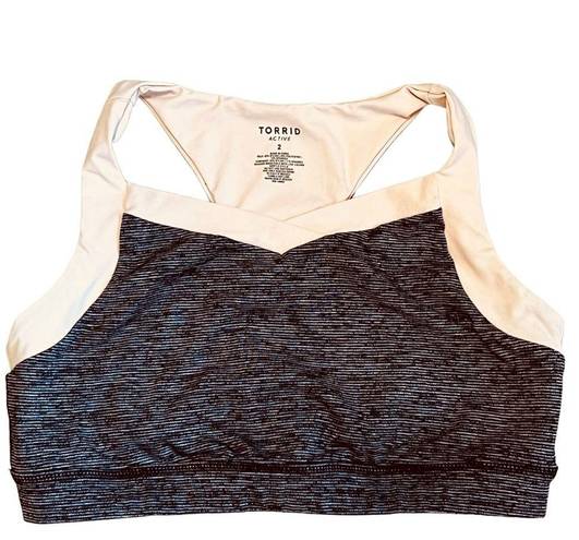 Torrid  Women’s Sz 2X Gray Pink Low-Impact Wireless V-Neck Active Sports Bra