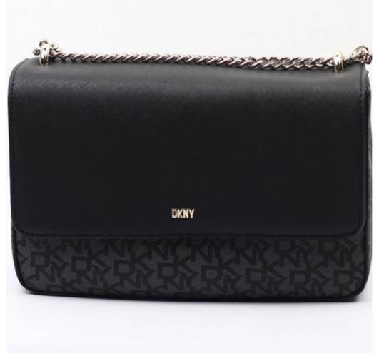 DKNY Sina Black & Gray Flap Shoulder Bag