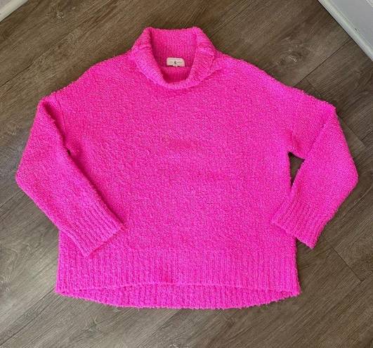 Lou & grey  Wool Alpaca Blend Barbie Pink Fuzzy Turtleneck Sweater ~ Size S