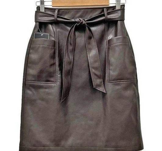 Bagatelle NWT  Collection Dark Brown Faux Leather Belted Pencil Skirt Size 4 NEW