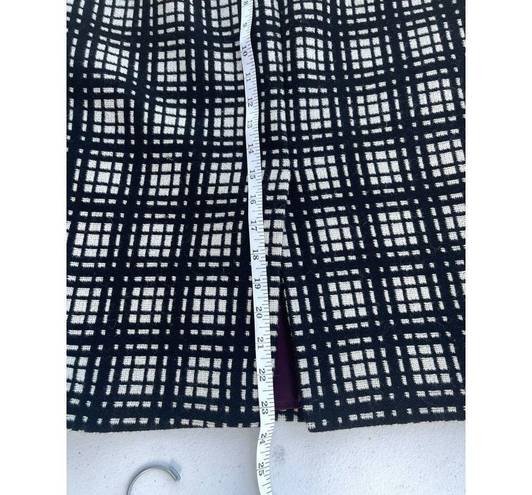 Dalia Collection  Black White Caged Print Tweed Wool Blend Pencil Skirt Size 4 Sm