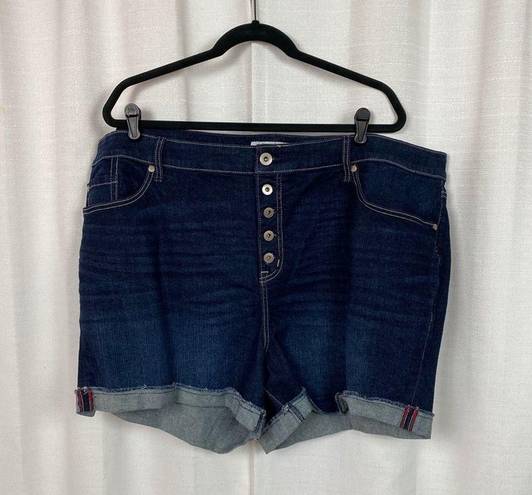 Torrid  Hi Rise Dark Wash Troubadour Button Fly Shorts Sz.26W NWT