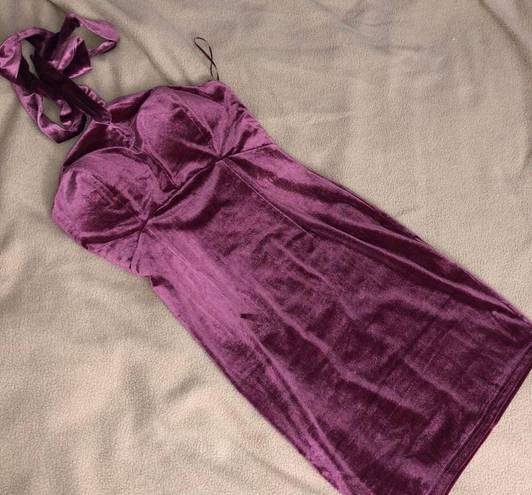 WYLDR Purple Velour Halter Dress