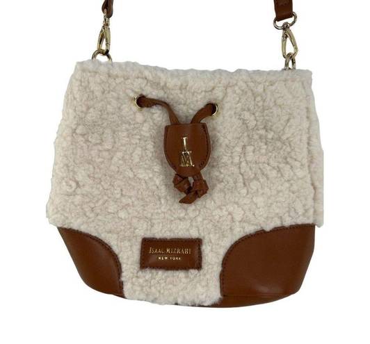 Isaac Mizrahi  ‎ Brown Ivory Bucket Sherpa Crossbody Bag