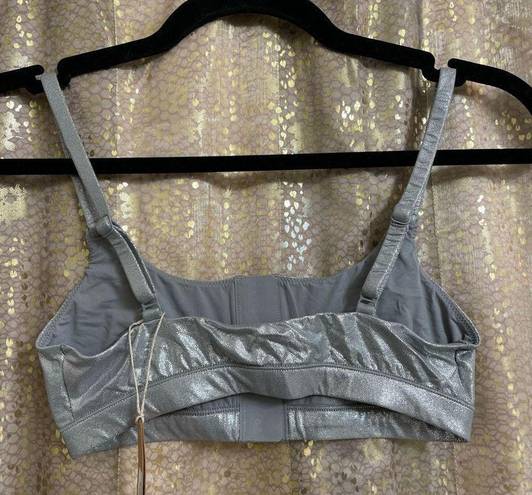 SKIMS  Fits Everybody Scoop Silver Shine Metallic Bralette Small NWT