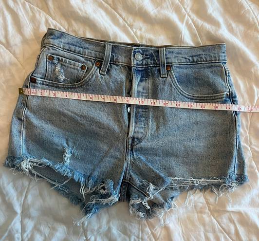 Levi’s 501 cutoff style light blue denim shorts