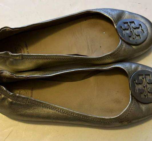 Tory Burch  bronze ballet slippers sz 8