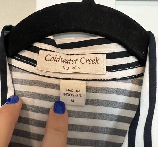 Coldwater Creek Black and White Striped Blouse